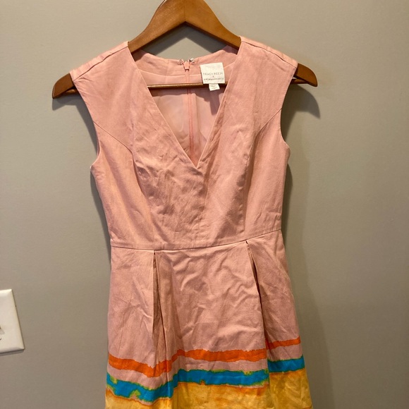 Tracy Reese X Anthropologie Pink Painterly Pleated Fit & Flare Dress - Picture 4 of 6